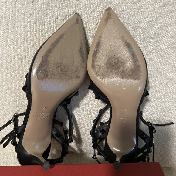 Valentino Garavani Women's Black Rockstud Cage Pointed Toe Pumps - Picture 2 of 13